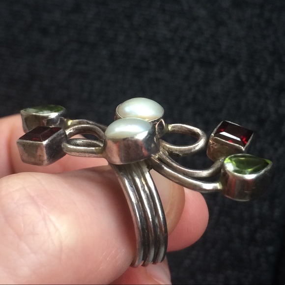 Genuine silver ring with multicolored stones - Picture 5 of 8